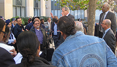 Motor Vehicle Service drivers listen to an update outside the federal courthouse Nov. 9. 2012 Motor Vehicle Service drivers listen to an update outside the federal courthouse Nov. 9. 2012